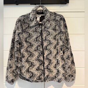 Alfred Dunner Black and White Teddy Jacket
